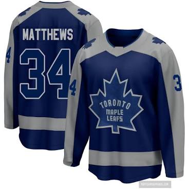 Auston Matthews Toronto Maple Leafs #34 Silver & Royal Blue Hockey Jersey Adult Men's Sizes
