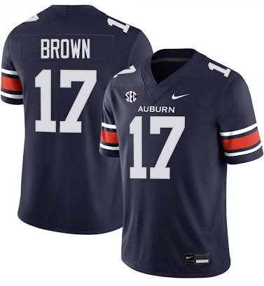 Byrum Brown Auburn Tigers #17 Navy Blue Jersey Football Jersey Adult Men's Sizes