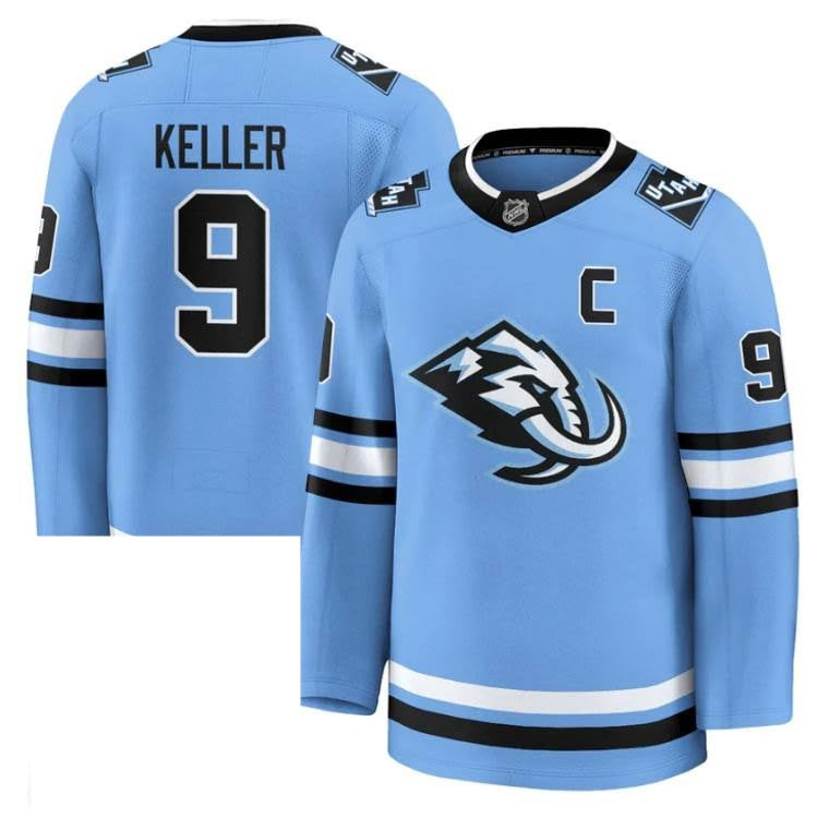 Clayton Keller Utah Hockey Club #9 Baby Blue Hockey Jersey Adult Men's Sizes