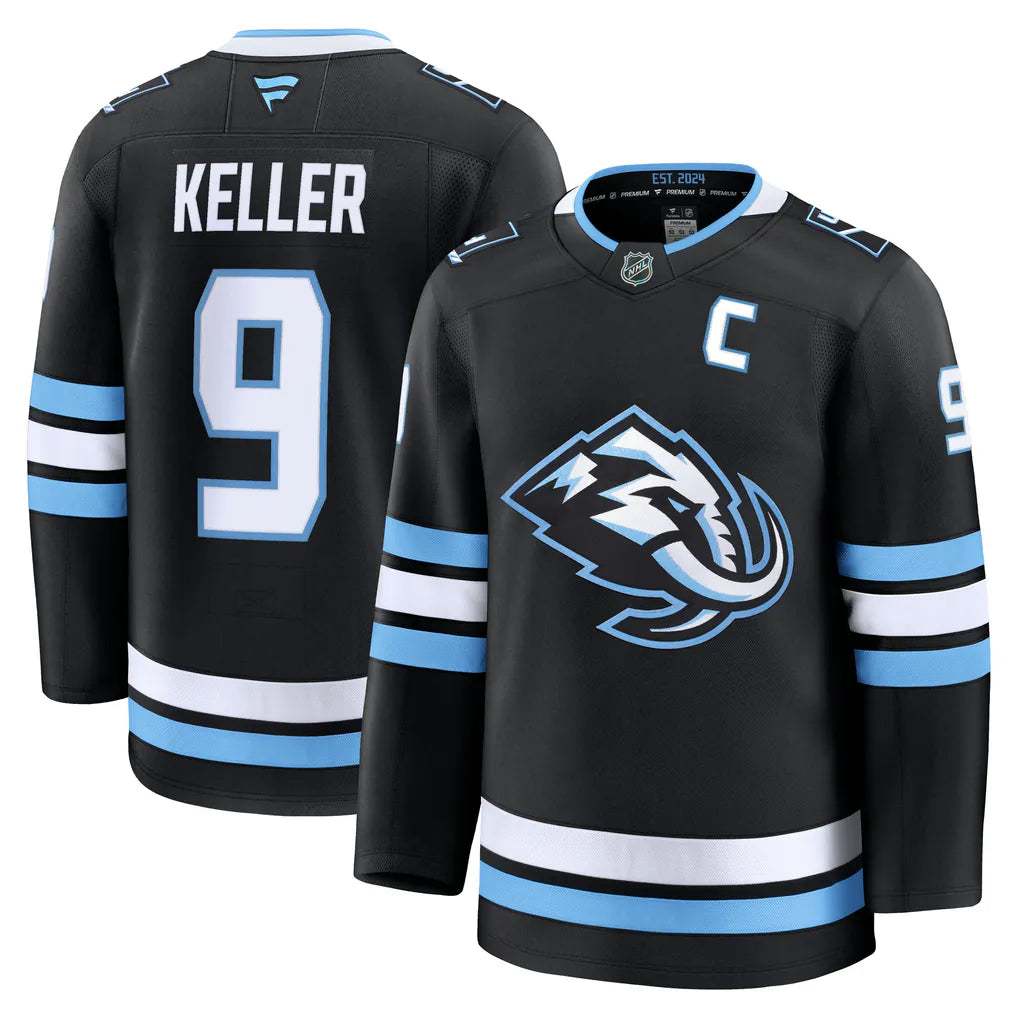Clayton Keller Utah Hockey Club #9 Black, White & Baby Blue Hockey Jersey Adult Men's Sizes