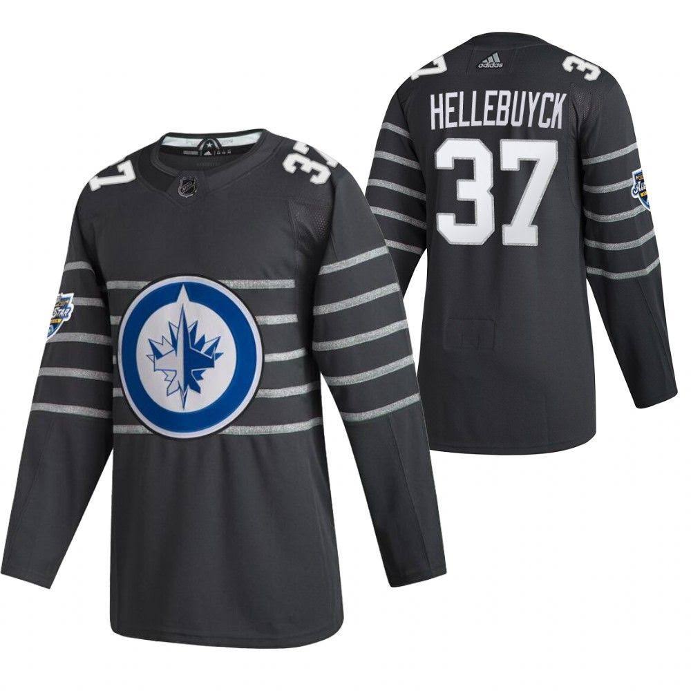 Connor Hellebuyck Winnipeg Jets #37 Gray & White Hockey Jersey Adult Men's Sizes