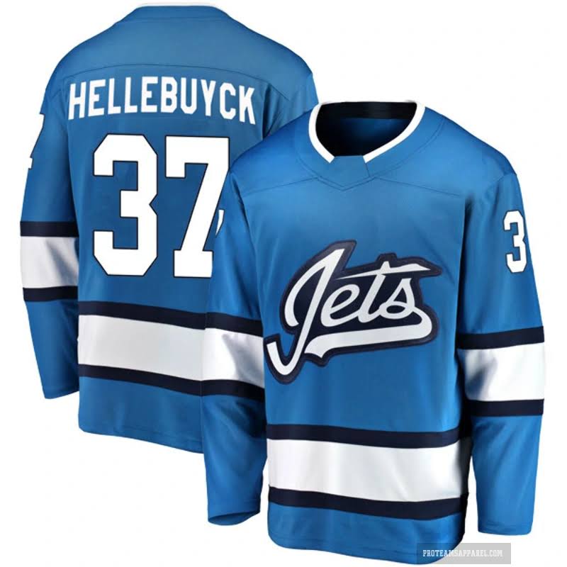 Connor Hellebuyck Winnipeg Jets #37 White & Baby Blue Hockey Jersey Adult Men's Sizes (Copy)
