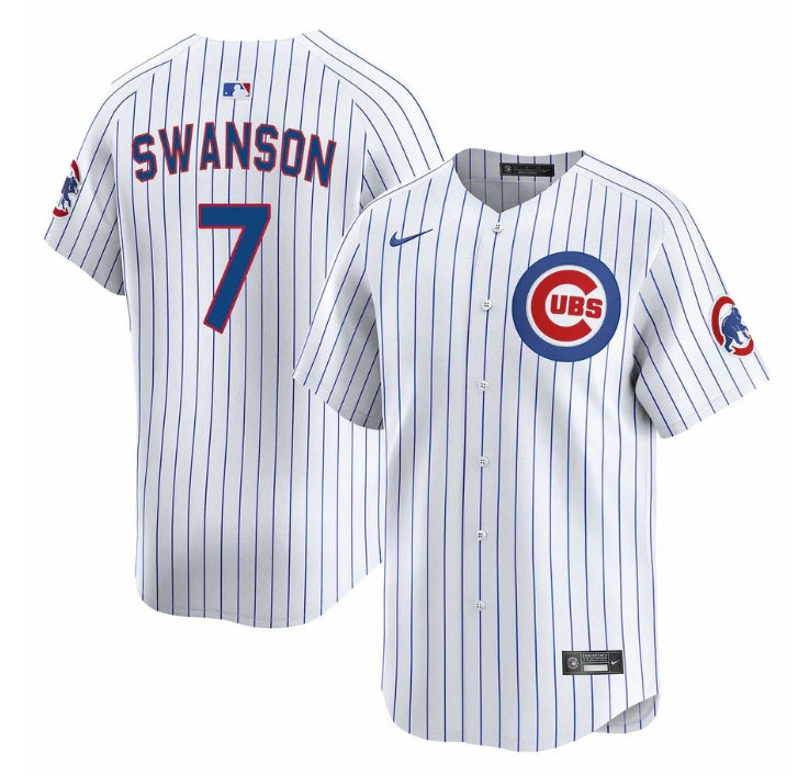Dansby Swanson Chicago Cubs White Pinstripe With Name Baseball Jersey Adult Men's Sizes