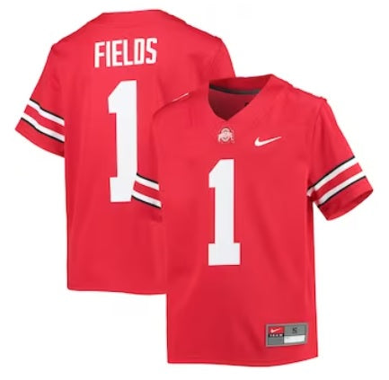 Justin Fields #1 Ohio State Buckeyes Red Football Jersey Adult Men's Sizes