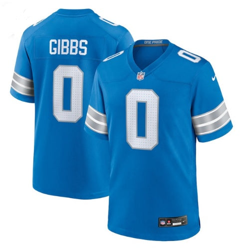 Jahmyr Gibbs Detroit Lions 2025 Blue Football Jersey Adult Men's Sizes