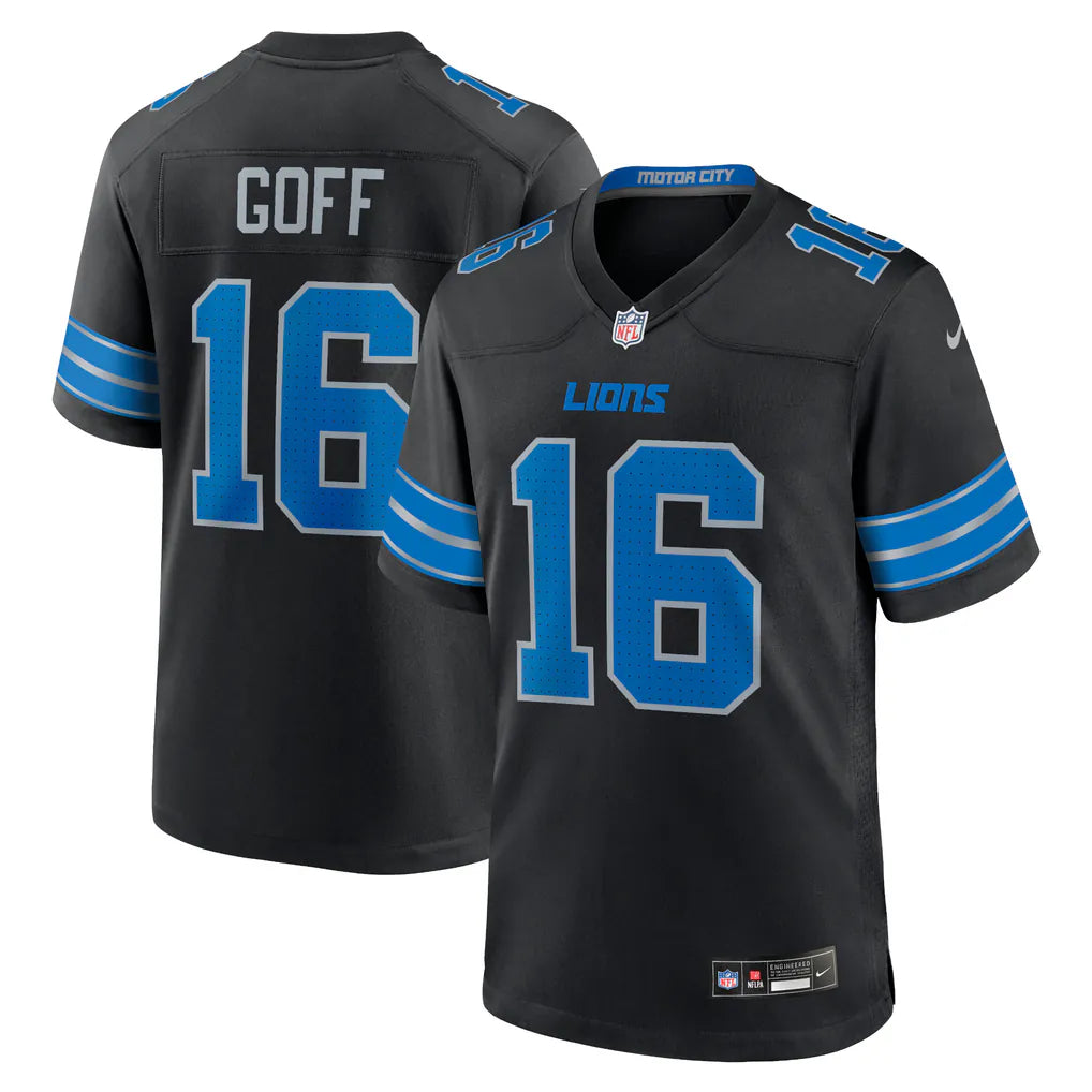 Jared Goff Detroit Lions #16 Black Football Jersey Adult Men's Sizes