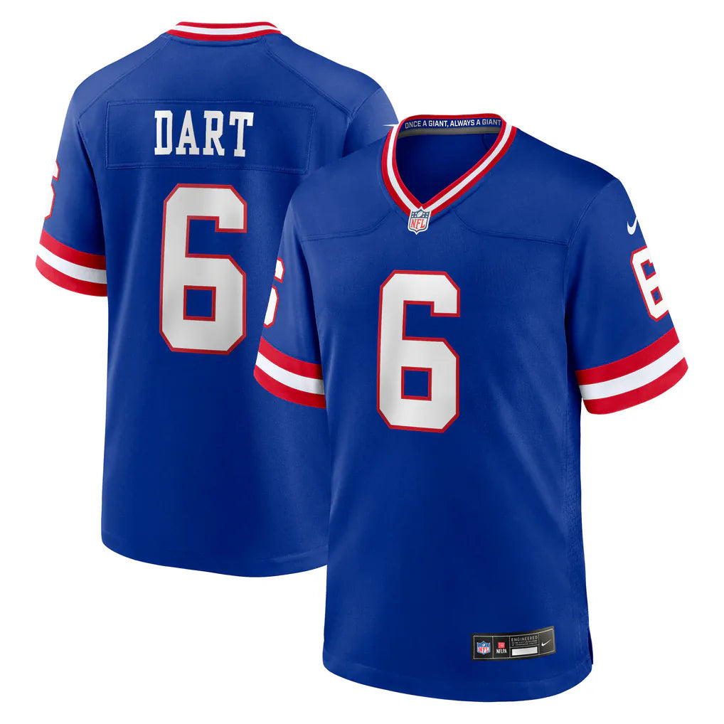 Jaxson Dart New York Giants #6 Royal Big Blue Football Jersey Adult Men's Sizes