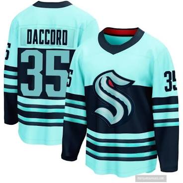 Joey Daccord Seattle Kraken #35 Teal & Deep Blue Hockey Jersey Adult Men's Sizes