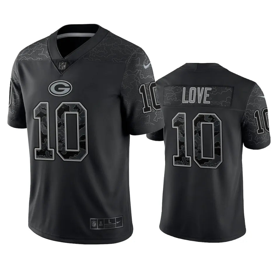 Jordon Love Green Bay Packers #10 Black Football Jersey Adult Men's Sizes