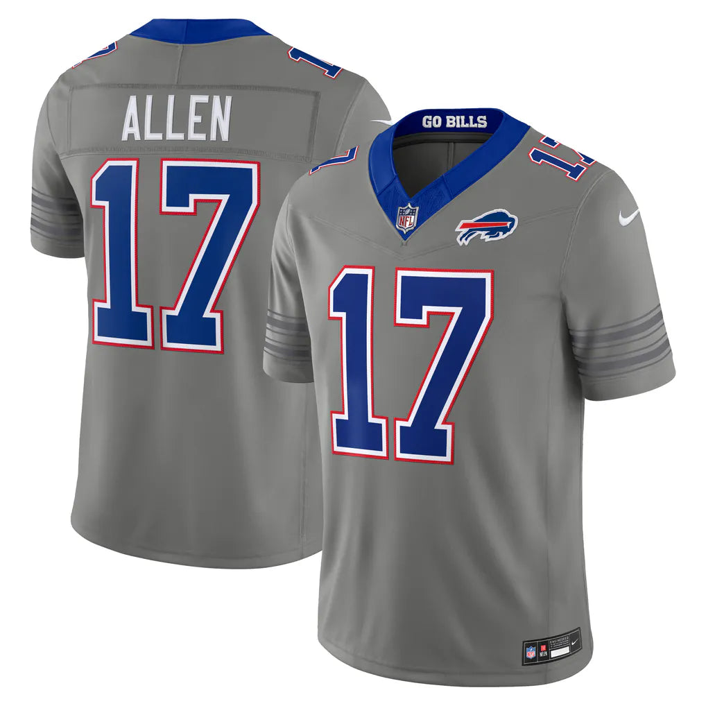 Josh Allen Buffalo Bills #17 Gray Football Jersey Adult Men's Sizes
