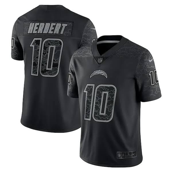 Justin Herbert Los Angeles Chargers #10 Black Football Jersey Adult Men's Sizes