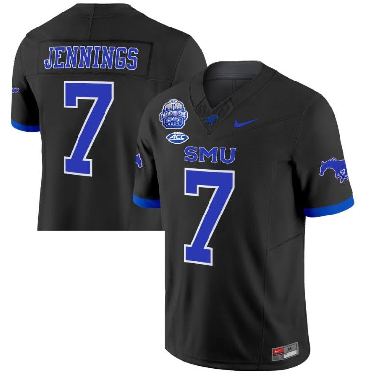 Kevin Jennings SMU Mustangs #7 Black Football Jersey Adult Men's Size
