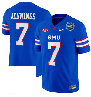 Kevin Jennings SMU Mustangs #7 Blue Football Jersey Adult Men's Size