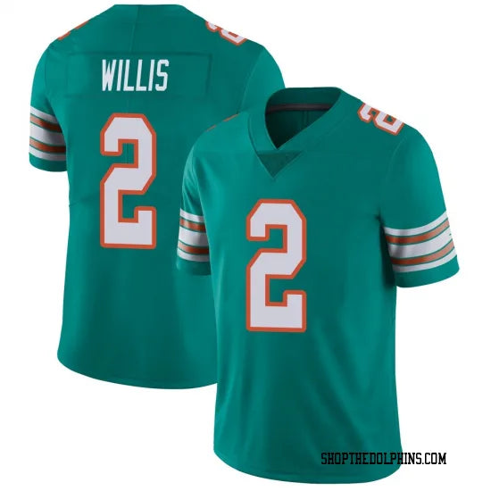 Malik Willis #2 Miami Dolphins Aqua Teal Throwback Football Jersey Adult Men's Sizes