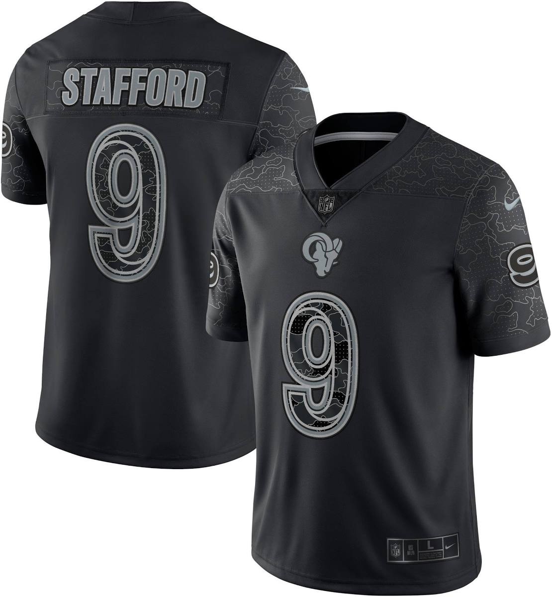 Matthew Stafford Los Angelas Rams #9 Black Football Jersey Adult Men's Sizes