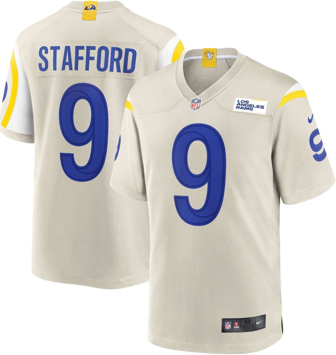 Matthew Stafford Los Angelas Rams #9 Cream Football Jersey Adult Men's Sizes