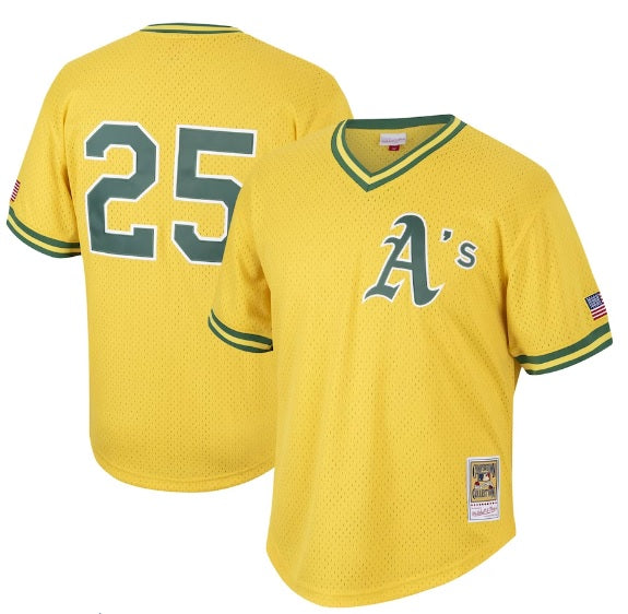 Mark McWire #25 Oakland Athletics Yellow Pull-Over W/ A's on Front /No Name Practice Baseball Jersey Men's Sizes