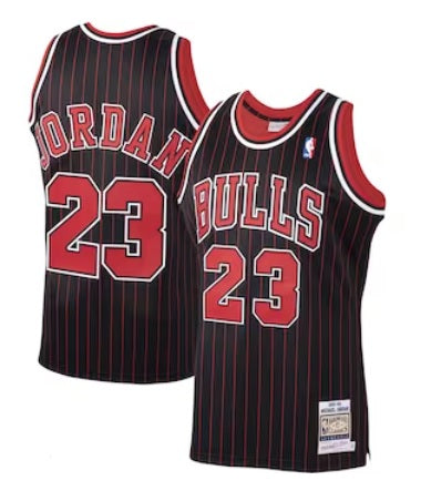 Michael Jordan Chicago Bulls Black With Pinstripes Basketball Jersey Adult Men's Sizes