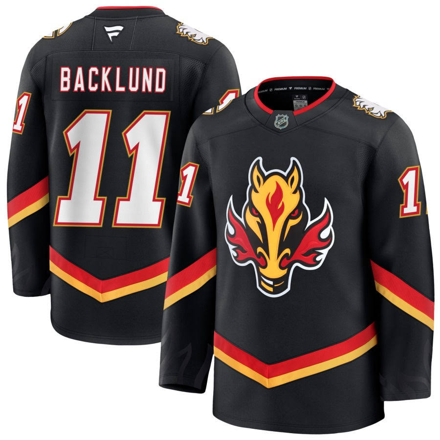 Mikael Backlund Calgary Flames #11 Black, Gold, Red & White Hockey Jersey Adult Men's Sizes