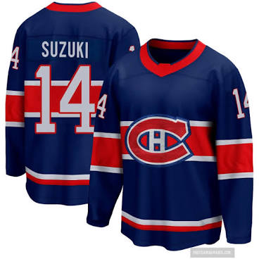 Nick Suzuki Montreal Canadiens #14 Dark Blue Hockey Jersey Adult Men's Sizes