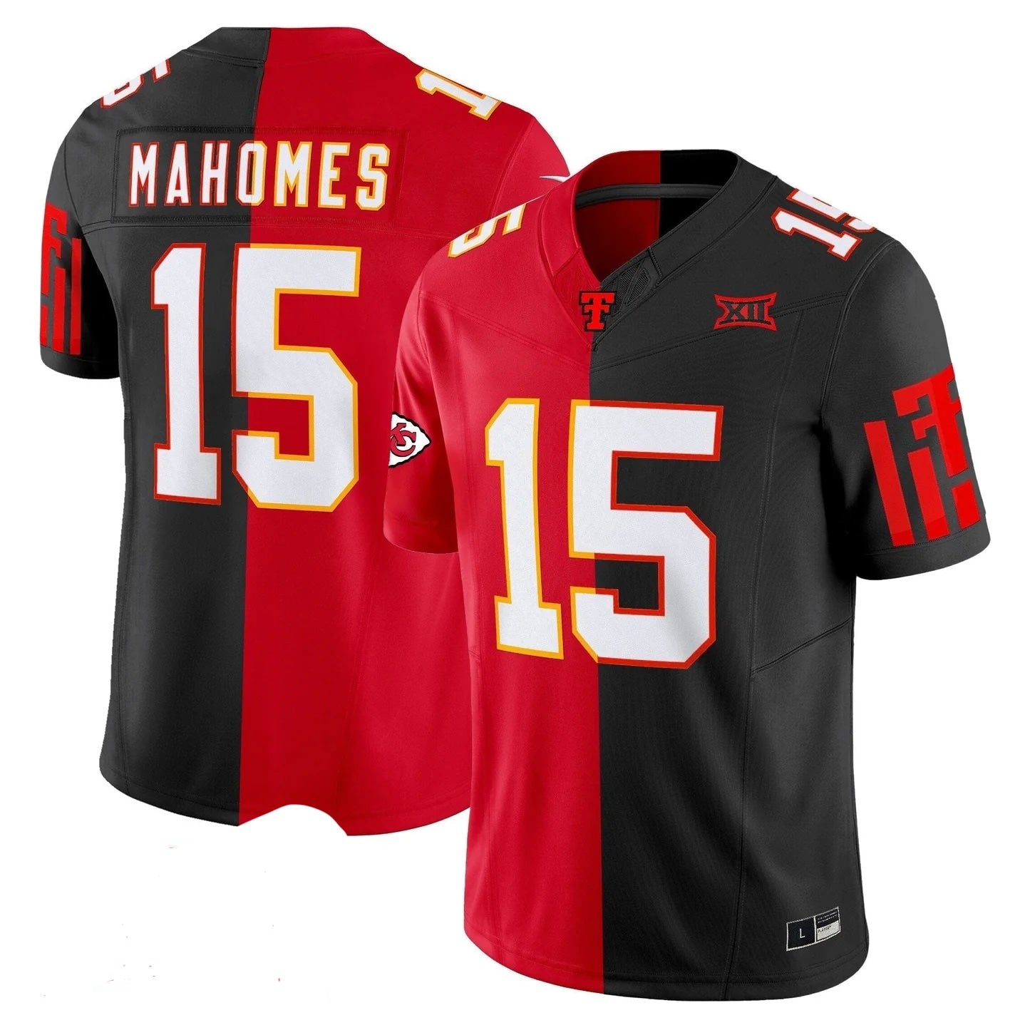 Patrick Mahomes Kansas City Chiefs #15 Red & Black Split Limited Edition Football Jersey Adult Men's Sizes
