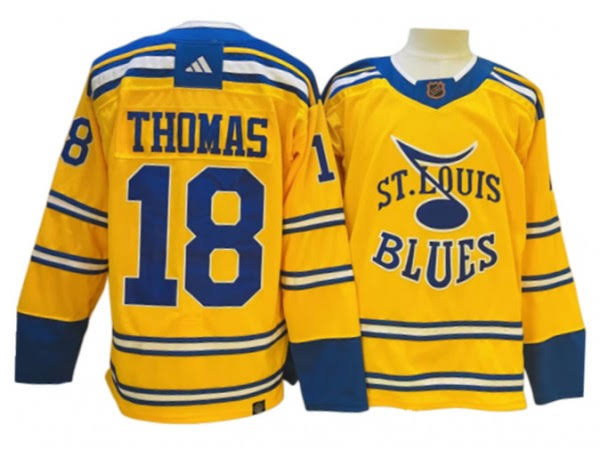 Robert Thomas St. Louis Blues #18 Yellow & Baby Blue Hockey Jersey Adult Men's Sizes