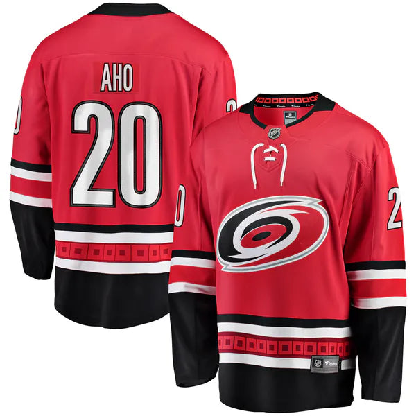 Sebastian Aho Carolina Hurricanes #20 Red, White & Black Hockey Jersey Adult Men's Sizes