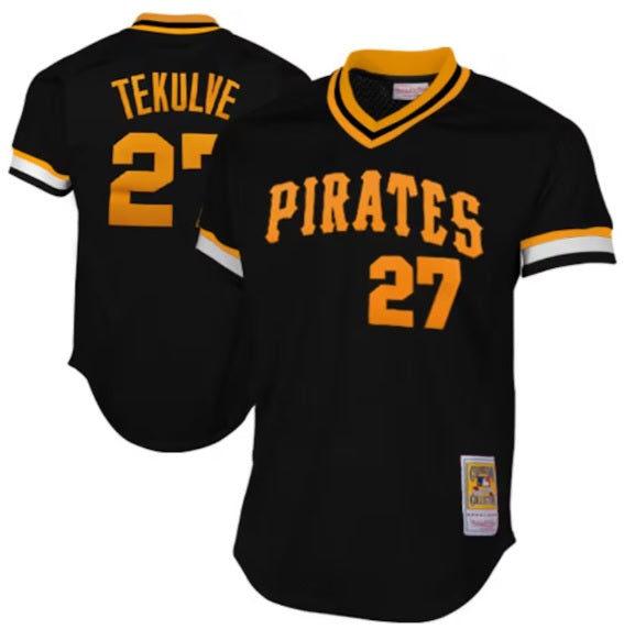 Kent Tekulve #27 Pittsburgh Pirates Black Mesh Practice "Pirates" Pull-Over Jersey Adult Men's Sizes