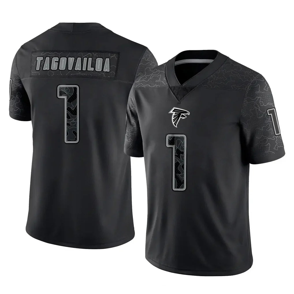 Tua Tagovailoa Atlanta Falcons #1 Black & Silver Stitching Football Jersey Adult Men's Sizes