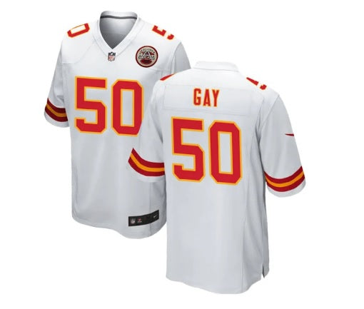 Gay White Kansas City Chiefs Willie Away Football Jersey Men's Sizes