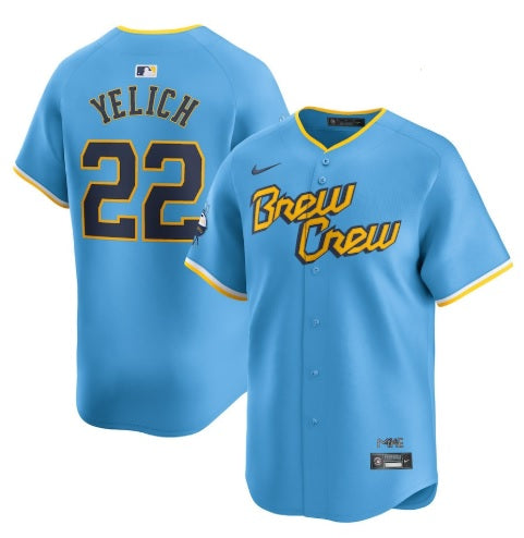 Christian Yelich Milwaukee Brewers Light Blue Brew Crew City Connect Men's Sizes