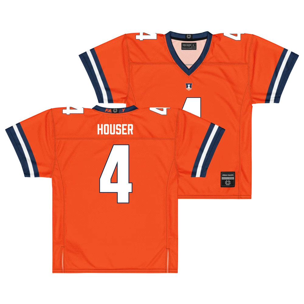 Katin Houser Illinois Fighting Illini #4 Orange Football Jersey Adult Men's Sizes