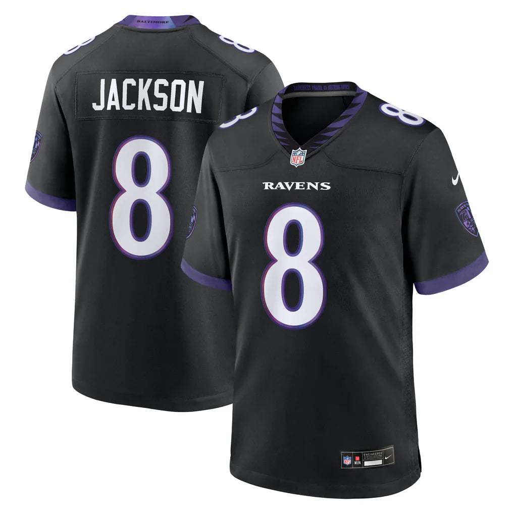 Lamar Jackson Baltimore Ravens #8 Black Football Jersey Adult Men's Sizes