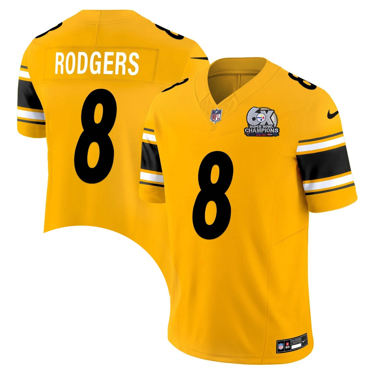 Aaron Rodgers Pittsburg Steelers #8 Gold Football Jersey Adult Men's Sizes