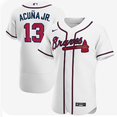 Ronald Acuna Jr. White Atlanta Braves Cream baseball Jersey Adult Men's Sizes