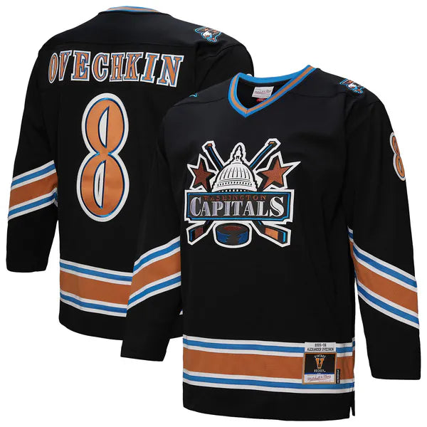 Alexander Ovechkin Washington Capitals #8 Bronze, Blue & Black Hockey Jersey Adult Men's Sizes
