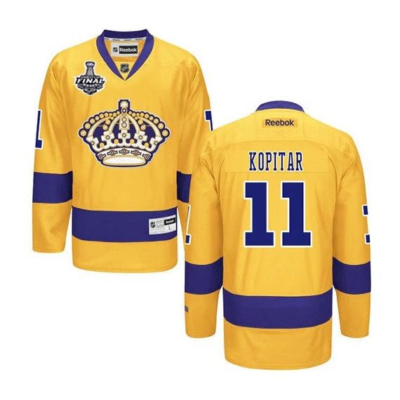 Anze Kopitar Los Angeles Kings #11 Yellow & Purple Hockey Jersey Adult Men's Sizes