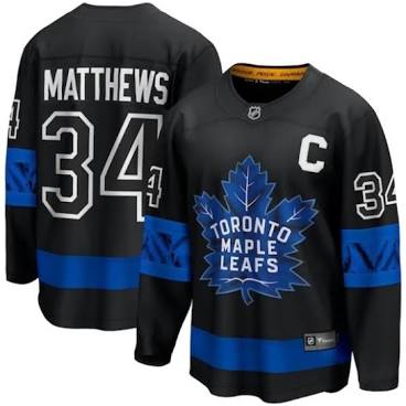 Auston Matthews Toronto Maple Leafs #34 Black & Royal Blue Hockey Jersey Adult Men's Sizes