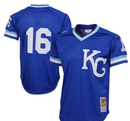 Bo Jackson #16 Kansas City Royals Dark Blue Mesh Pull-Over Practice Baseball Jersey No Name Men's Sizes