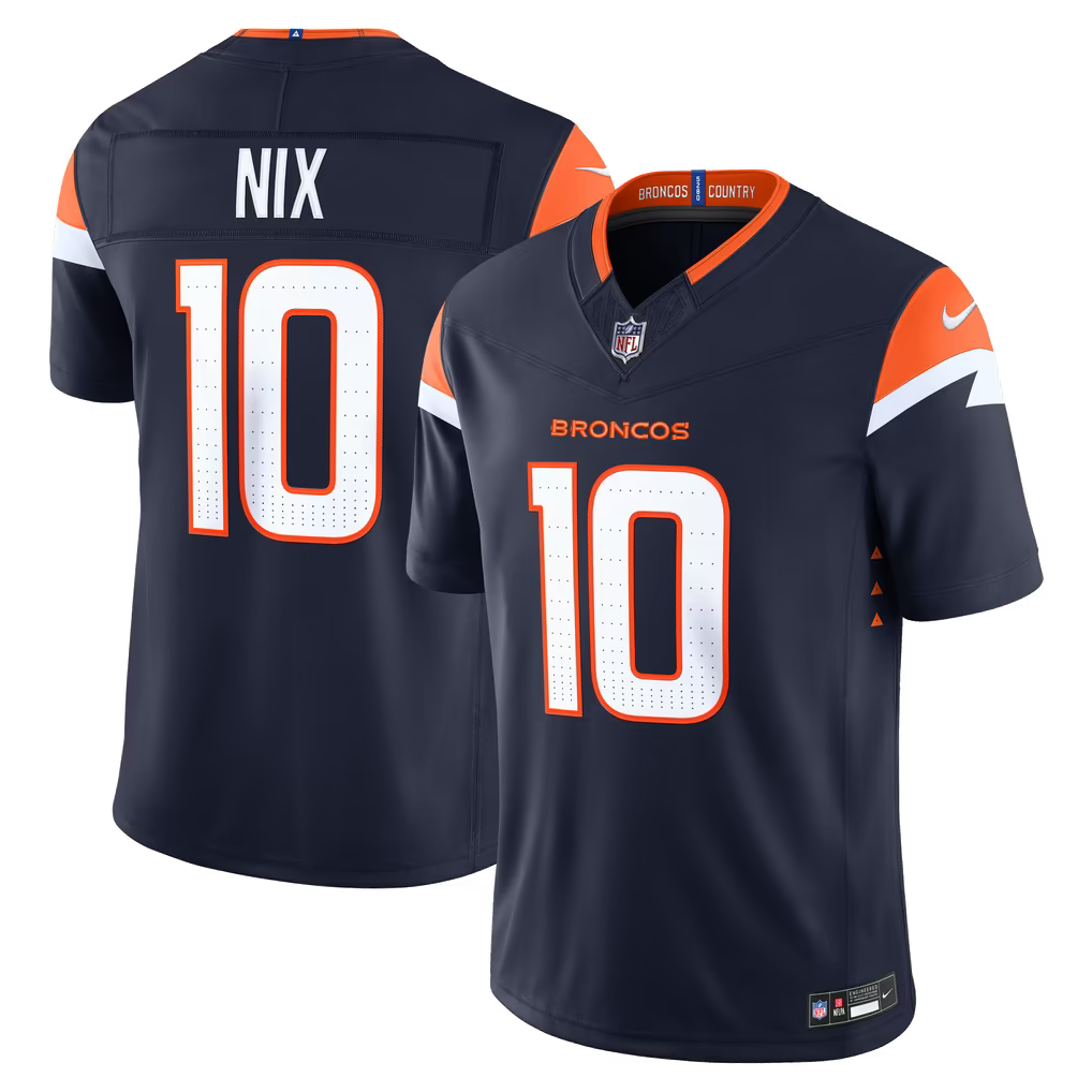 Bo Nix Denver Broncos #10 Navy Blue Football Jersey Adult Men's Sizes