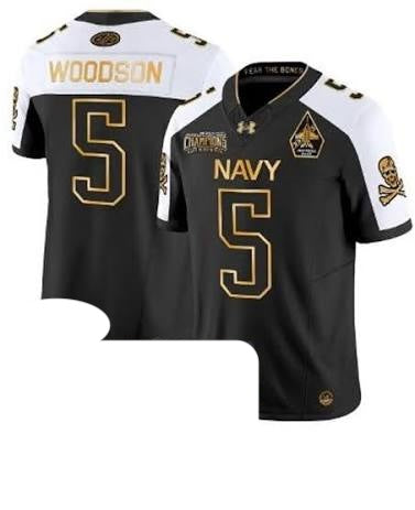 Braxton Woodson #5 Navy College Football Black Jersey Adult Men's Sizes