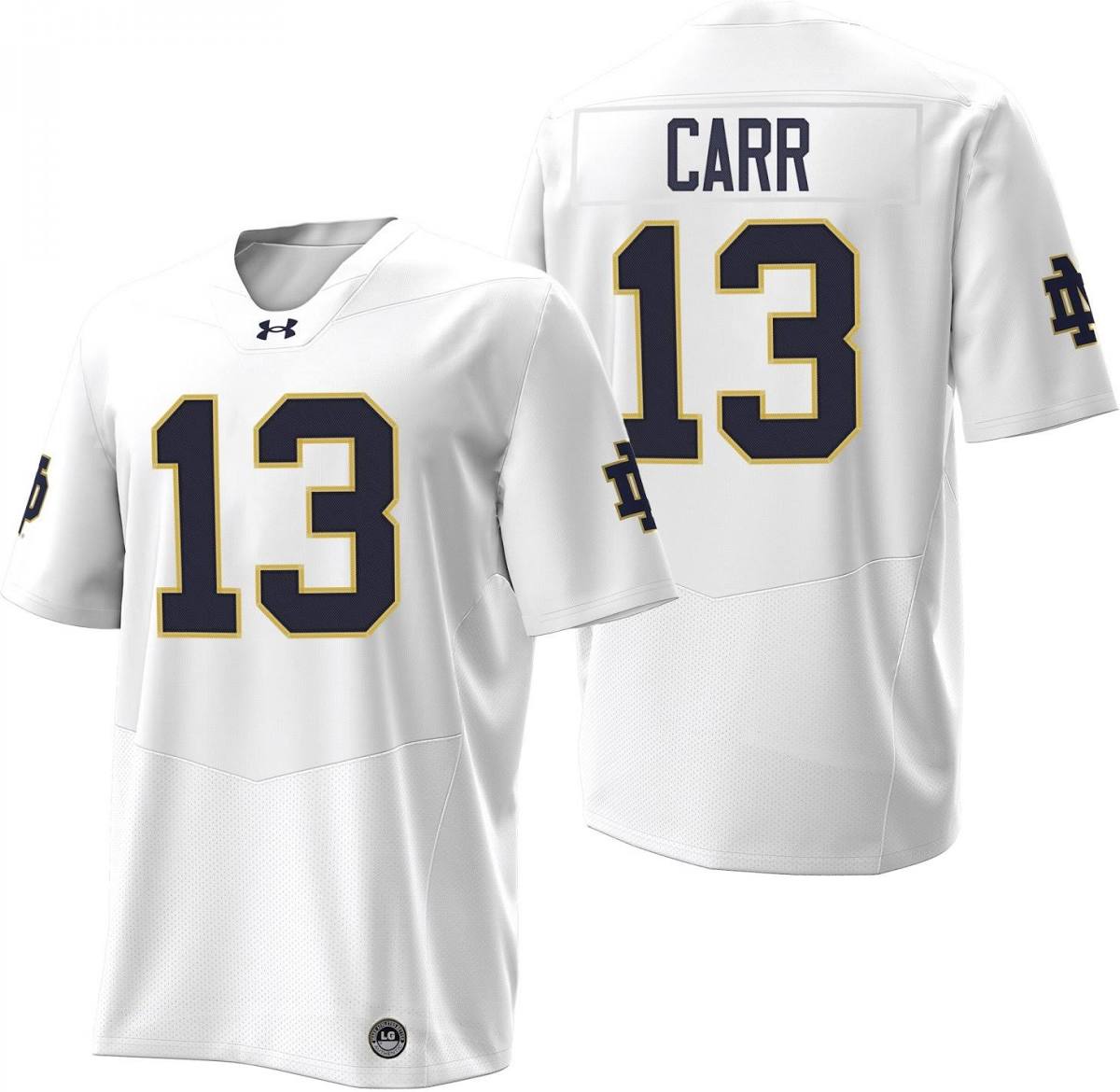 C.J. Carr Notre Dame Fighting Irish #13 White Football Jersey Adult Men's Sizes (Copy)