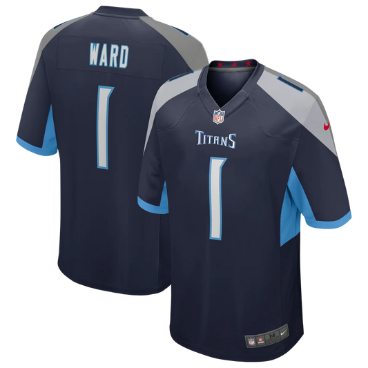 Cameron Ward Tennessee Titans #1 Navy Blue Football Jersey Adult Men's Sizes