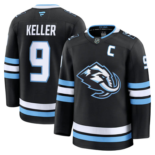 Clayton Keller Utah Hockey Club #9 Black, White & Baby Blue Hockey Jersey Adult Men's Sizes
