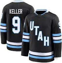 Clayton Keller Utah Hockey Club #9 White, Black & Baby Blue Hockey Jersey Adult Men's Sizes