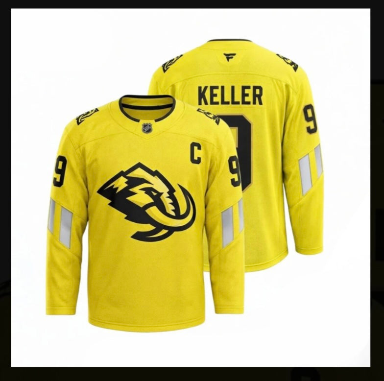 Clayton Keller Utah Hockey Club #9 Yellow Hockey Jersey Adult Men's Sizes