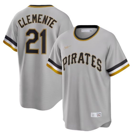 Roberto Clemente Pittsburgh Pirates Gray Pull-Over Pirates on Front Jersey Adult Men's Sizes