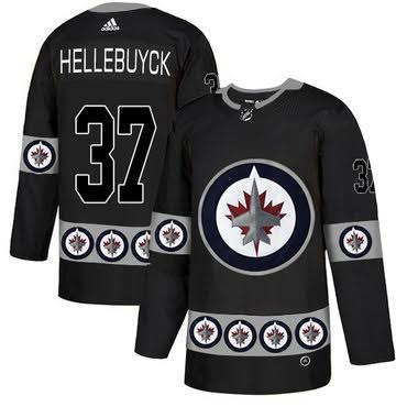 Connor Hellebuyck Winnipeg Jets #37 Black & Silver Hockey Jersey Adult Men's Sizes