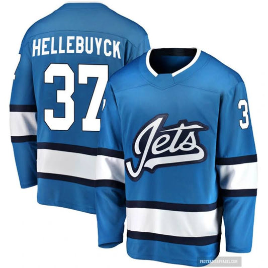 Connor Hellebuyck Winnipeg Jets #37 White & Baby Blue Hockey Jersey Adult Men's Sizes (Copy)