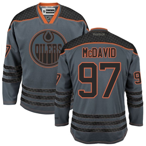 Connor McDavid Edmonton Oilers #97 Charcoal Gray Hockey Jersey Adult Men's Sizes